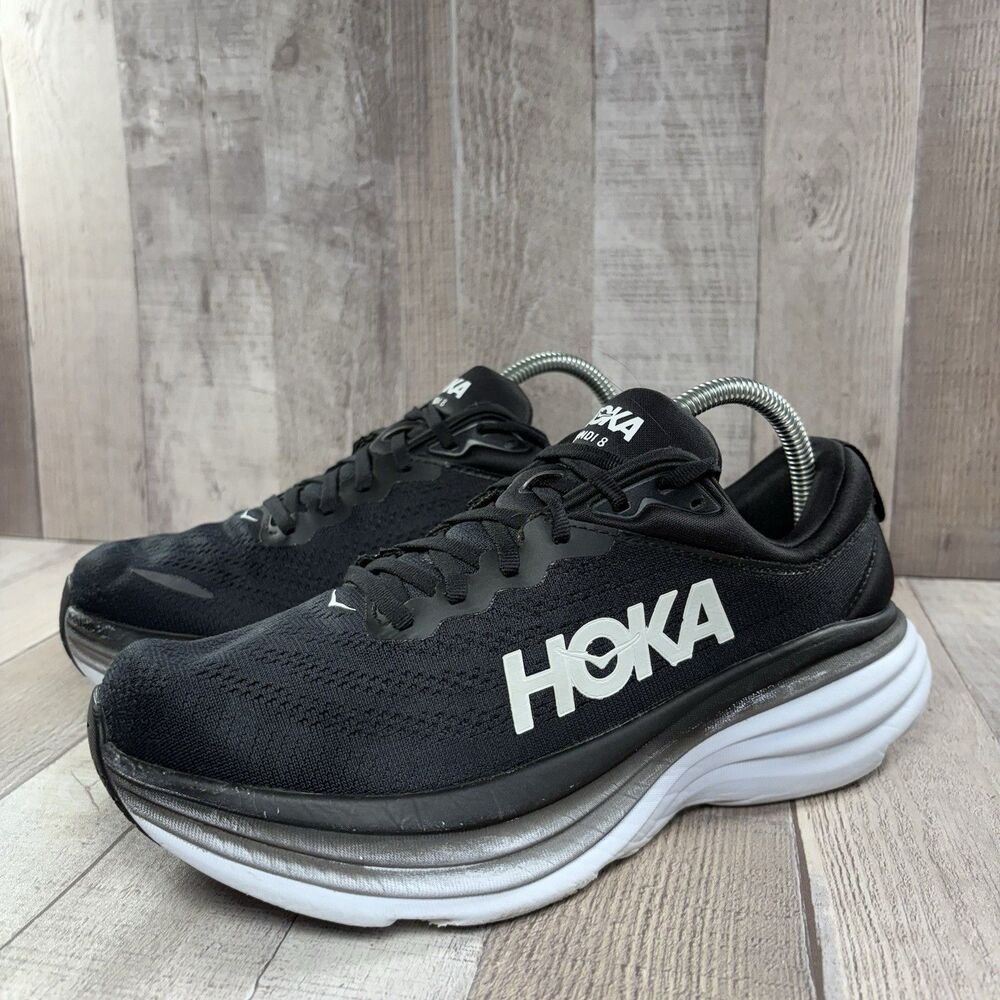 Hoka One One Bondi 8 Women's Size 9 Running Shoes Athletic Sneakers Black White